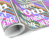 Levendige, kleurrijke 50ste verjaardag + aangepast cadeaupapier (Rol Hoek)