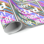 Levendige, kleurrijke 53e verjaardag + aangepaste cadeaupapier (Rol Hoek)