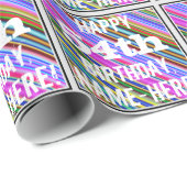 Levendige, kleurrijke 54e verjaardag + aangepaste cadeaupapier (Rol Hoek)