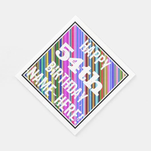 Levendige, kleurrijke 54e verjaardag + aangepaste servet (Hoek)