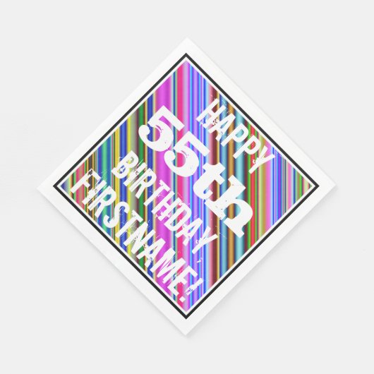 Levendige, kleurrijke 55e verjaardag + aangepaste  servet (Hoek)