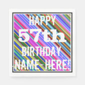 Levendige, kleurrijke 57e verjaardag + aangepaste servet (Voorkant)