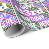 Levendige, kleurrijke 63e verjaardag + aangepaste cadeaupapier (Rol Hoek)