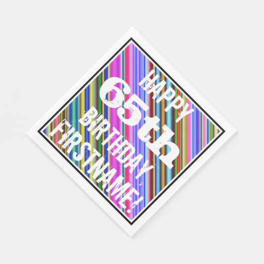 Levendige, kleurrijke 65e verjaardag + aangepaste servet (Hoek)