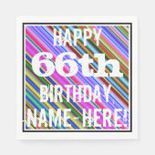 Levendige, kleurrijke 66e verjaardag + aangepaste  servet (Voorkant)