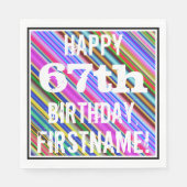 Levendige, kleurrijke 67e verjaardag + aangepaste  servetten (Voorkant)