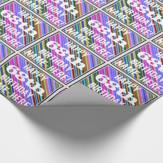 Levendige, kleurrijke 68e verjaardag + aangepaste  cadeaupapier (Hoek)