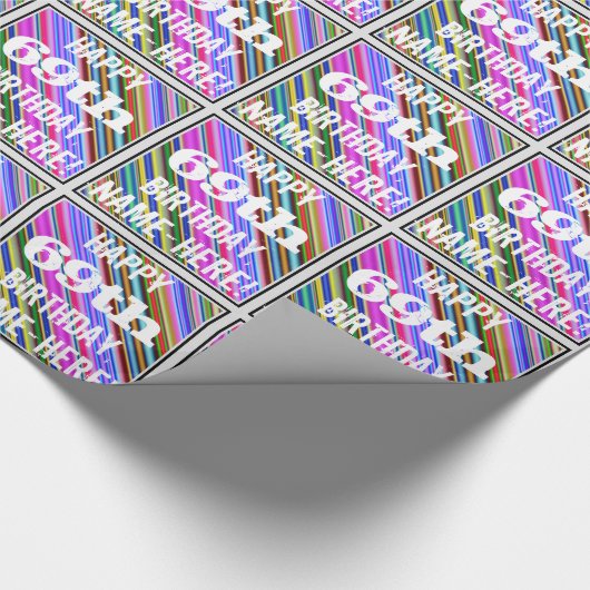 Levendige, kleurrijke 69e verjaardag + aangepaste  cadeaupapier (Hoek)