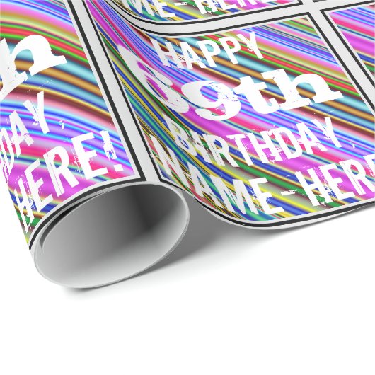 Levendige, kleurrijke 69e verjaardag + aangepaste  cadeaupapier (Rol Hoek)