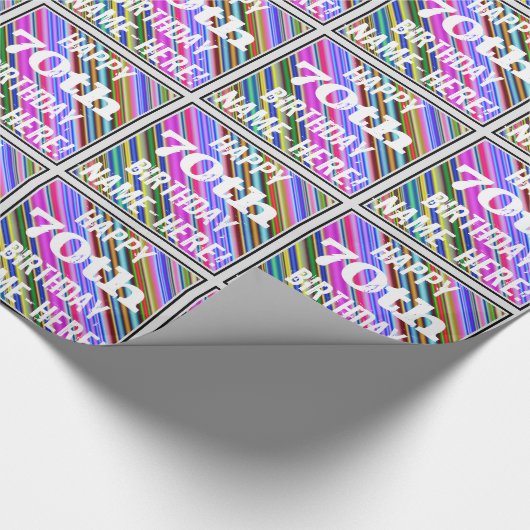 Levendige, kleurrijke 70ste verjaardag + aangepast cadeaupapier (Hoek)