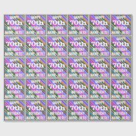 Levendige, kleurrijke 70ste verjaardag + aangepast cadeaupapier