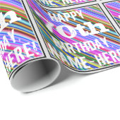 Levendige, kleurrijke 70ste verjaardag + aangepast cadeaupapier (Rol Hoek)