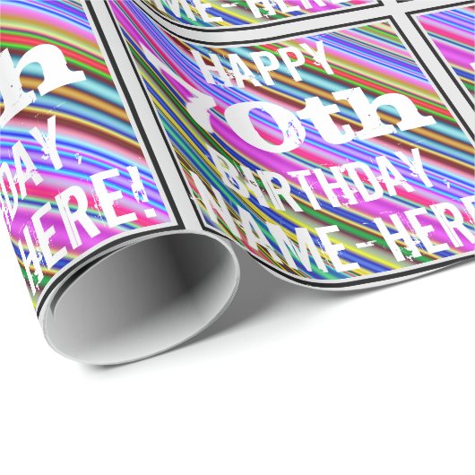 Levendige, kleurrijke 70ste verjaardag + aangepast cadeaupapier (Rol Hoek)