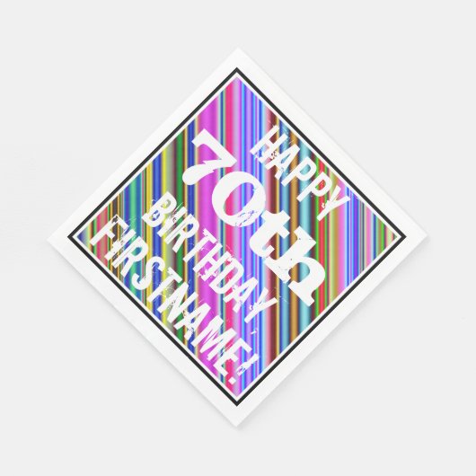 Levendige, kleurrijke 70ste verjaardag + aangepast servetten (Hoek)