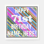 Levendige, kleurrijke 71ste verjaardag + aangepast servetten (Voorkant)