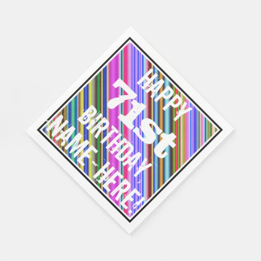 Levendige, kleurrijke 71ste verjaardag + aangepast servetten (Hoek)