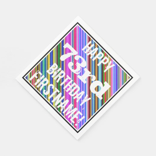 Levendige, kleurrijke 73e verjaardag + aangepaste servetten (Hoek)