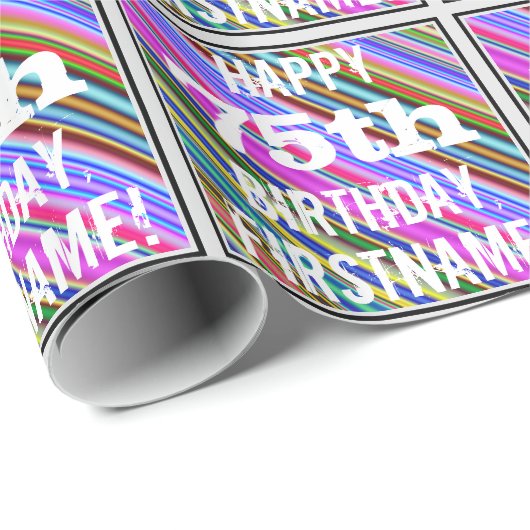 Levendige, kleurrijke 75e verjaardag + aangepaste  cadeaupapier (Rol Hoek)