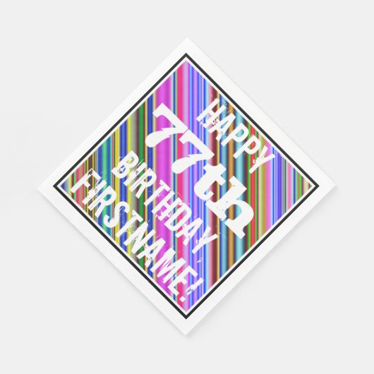 Levendige, kleurrijke 77e verjaardag + aangepaste servetten (Hoek)