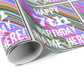 Levendige, kleurrijke 7e verjaardag + aangepaste n cadeaupapier (Rol Hoek)
