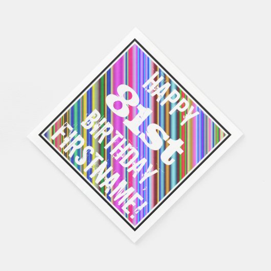 Levendige, kleurrijke 81ste verjaardag + aangepast servetten (Hoek)