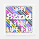 Levendige, kleurrijke 82e verjaardag + aangepaste servet (Voorkant)