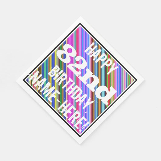 Levendige, kleurrijke 82e verjaardag + aangepaste servet (Hoek)