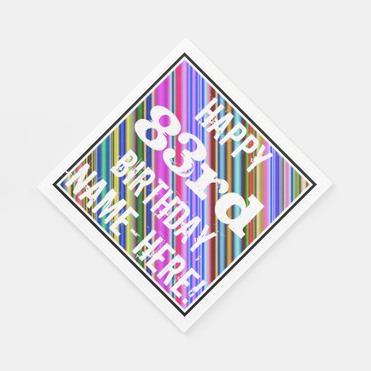 Levendige, kleurrijke 83e verjaardag + aangepaste servetten (Hoek)