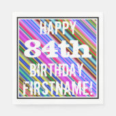 Levendige, kleurrijke 84e verjaardag + aangepaste  servetten (Voorkant)