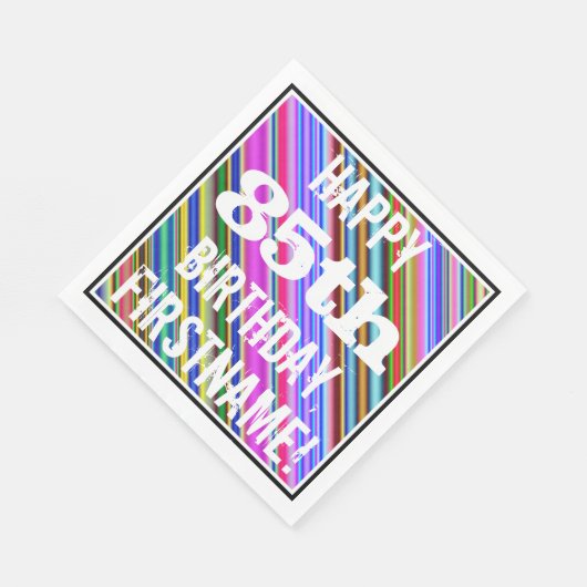 Levendige, kleurrijke 85e verjaardag + aangepaste servetten (Hoek)