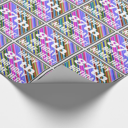 Levendige, kleurrijke 87e verjaardag + aangepaste  cadeaupapier (Hoek)