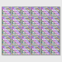 Levendige, kleurrijke 88ste verjaardag + aangepast cadeaupapier