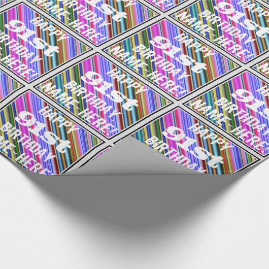 Levendige, kleurrijke 91ste verjaardag + aangepast cadeaupapier (Hoek)