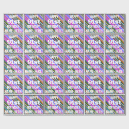 Levendige, kleurrijke 91ste verjaardag + aangepast cadeaupapier