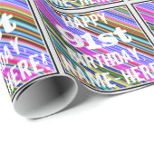 Levendige, kleurrijke 91ste verjaardag + aangepast cadeaupapier (Rol Hoek)