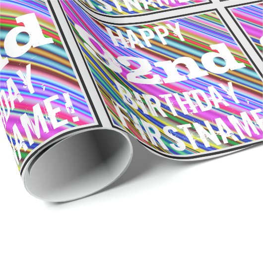 Levendige, kleurrijke 92e verjaardag + aangepaste cadeaupapier (Rol Hoek)