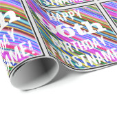 Levendige, kleurrijke 96e verjaardag + aangepaste  cadeaupapier (Rol Hoek)