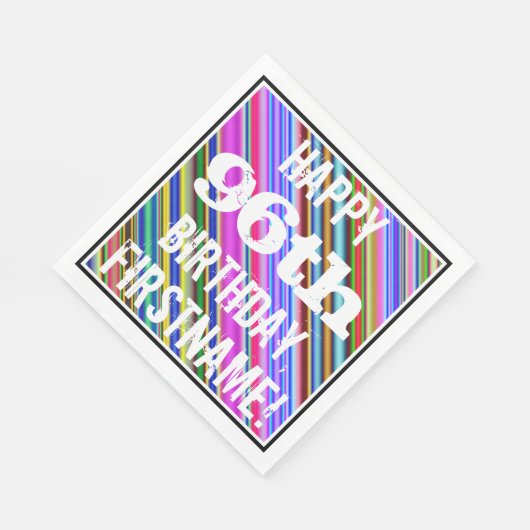 Levendige, kleurrijke 96e verjaardag + aangepaste  servet (Hoek)