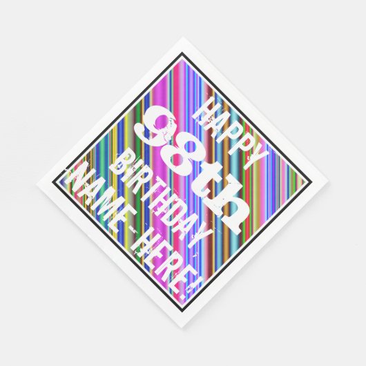 Levendige, kleurrijke 98ste verjaardag + aangepast servetten (Hoek)