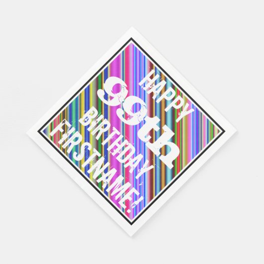 Levendige, kleurrijke 99e verjaardag + aangepaste  servetten (Hoek)