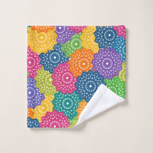 Levendige kleurrijke Abstracte bloemen Bad Handdoek (Wasdoekje)