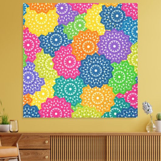 Levendige kleurrijke Abstracte bloemen Canvas Afdruk (Insitu (Woonkamer))