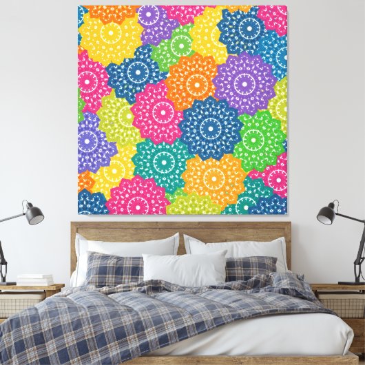 Levendige kleurrijke Abstracte bloemen Canvas Afdruk (Insitu (Slaapkamer))