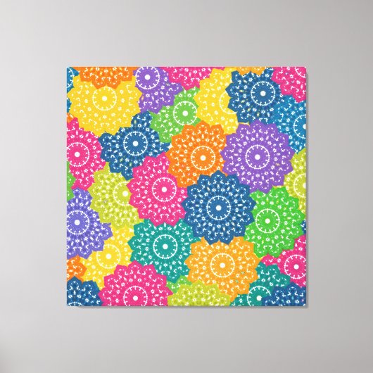 Levendige kleurrijke Abstracte bloemen Canvas Afdruk (Voorkant)