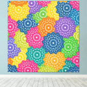 Levendige kleurrijke Abstracte bloemen Canvas Afdruk (Insitu (Houten vloer))