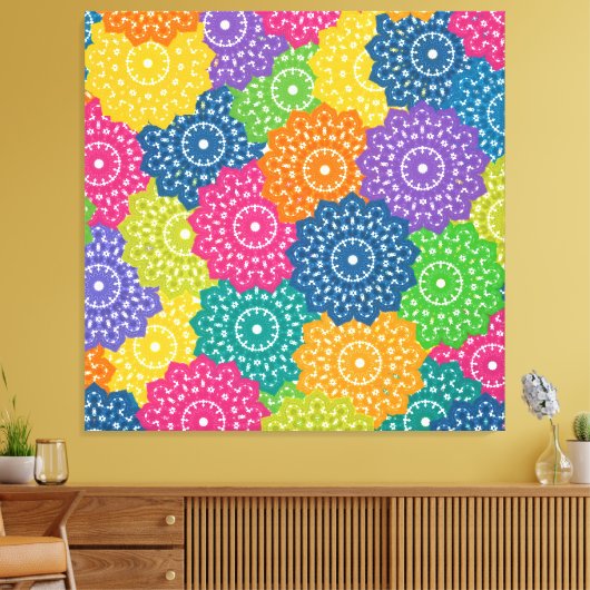 Levendige kleurrijke Abstracte bloemen Canvas Afdruk (Insitu (Woonkamer))