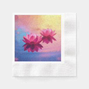 Levendige kleurrijke Abstracte Lotus Flowers Moder Servet