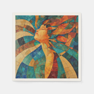 Levendige kleurrijke Abstracte Mozaïek Vrouw Servet