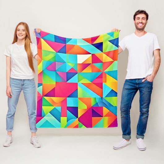 Levendige Kleurrijke Abstracte Patronen Fleece Deken (In situ)