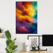 Levendige Kleurrijke Abstracte Wolkenlucht Poster (Thuiskantoor)